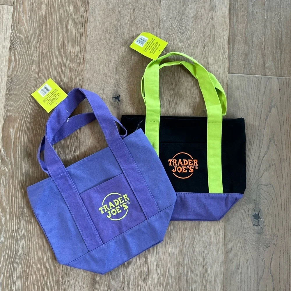 Trader Joe's Halloween Purple And Black Green Mini Tote Bag - Picture 6 of 7
